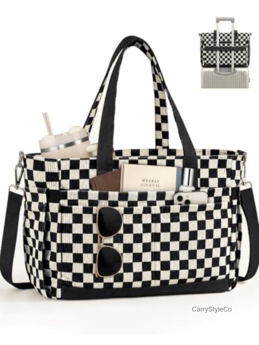 Corduroy Laptop Tote Bag 17 Pockets Crossbody Travel Work